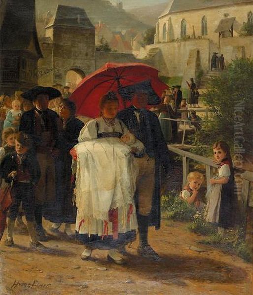 Der Taufgang. Oil Painting by Heinrich Ewers