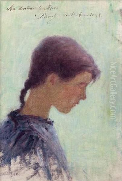 Portrait De Jeune Fille Oil Painting by Per Ewert