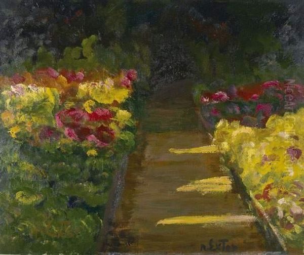 Schmaler Weg In Sommerlicher Blute. 1911 Oil Painting by Julius Exter