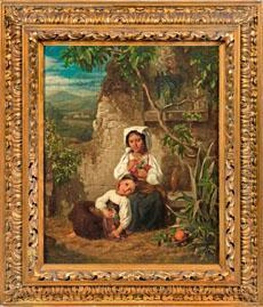 Rastendeitalienische Madchen Oil Painting by Carl Gottfried Eybe