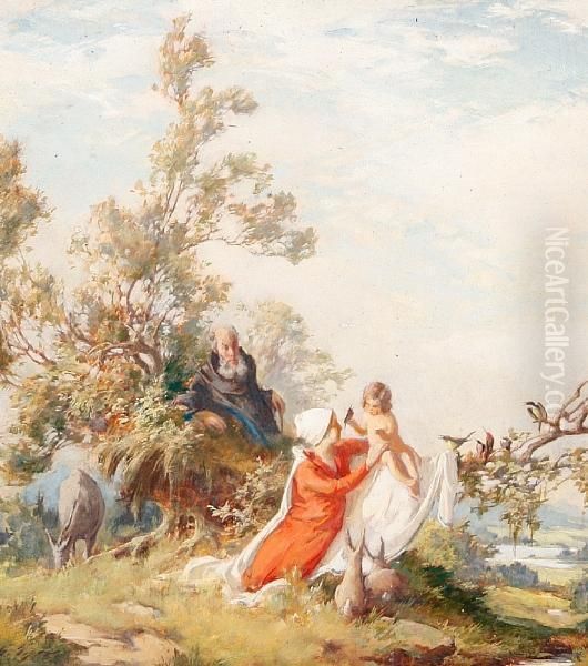 Rest On The Flight To Egypt Oil Painting by Gustav Eyer