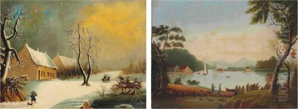 Winter Scene And River Scene Oil Painting by Eliza Mary Eyre