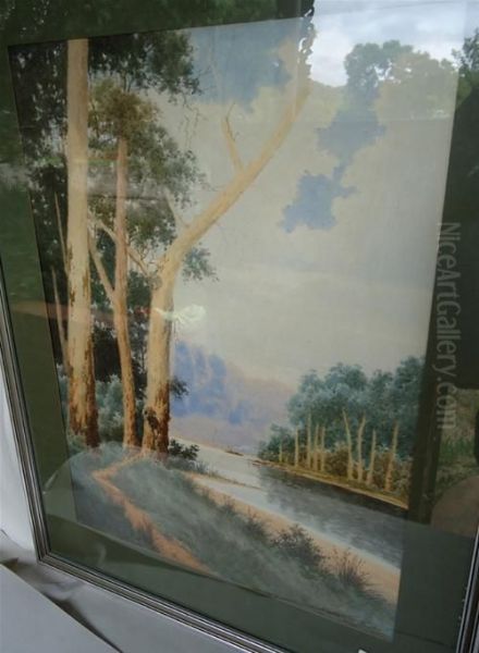 River Landscape With Steamer Oil Painting by Gladstone Eyre