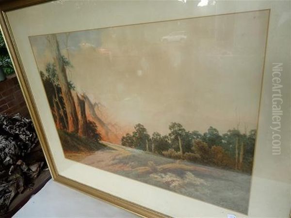 Landscape With Bushfire Oil Painting by Gladstone Eyre