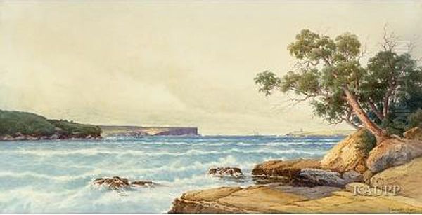 Australische Kustenlandschaft Mit Ans Ufer Schaumenderbrandung Oil Painting by Gladstone Eyre