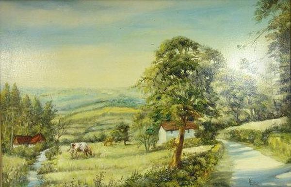 Woodland And Fields Oil Painting by Louisa Eyre