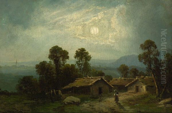 Mondscheinlandschaft. Oil Painting by Johann Christian M. Ezdorf