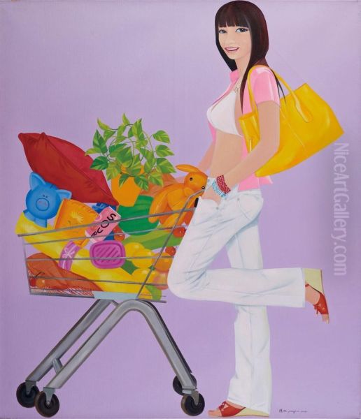 Shopaholic Oil Painting by Yang Fa