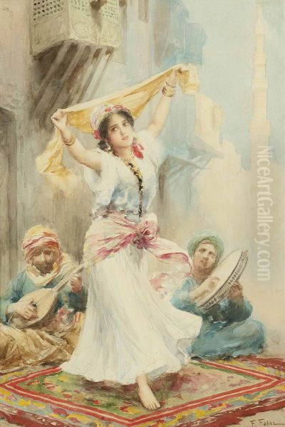 An Oriental Dancer Oil Painting by Fabbio Fabbi