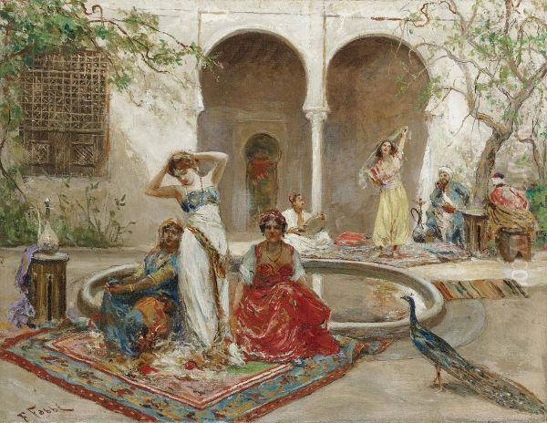 Dancing In The Harem Courtyard Oil Painting by Fabbio Fabbi