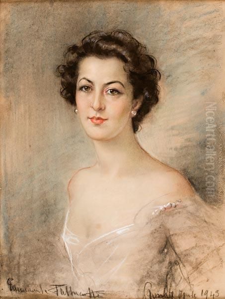 Ritratto Di Gentildonna In Bianco Oil Painting by Emanuela Fabbricotti