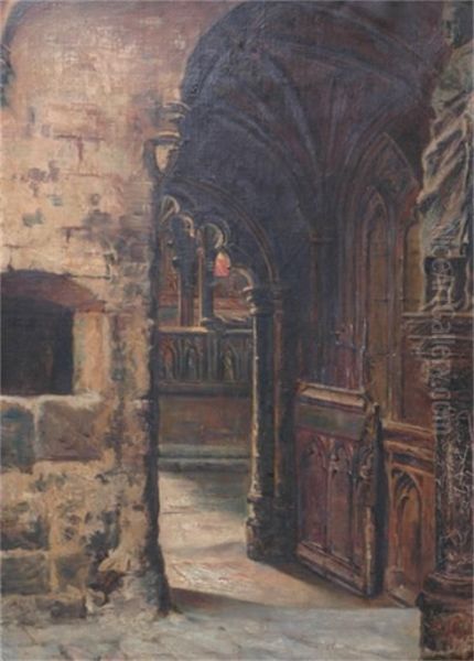 Interior Of Westminster Abbey Oil Painting by H. Faber Bluhm