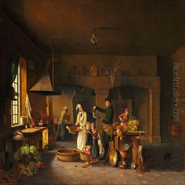 The Kitchen In Odense Castle Oil Painting by Christoffer Faber