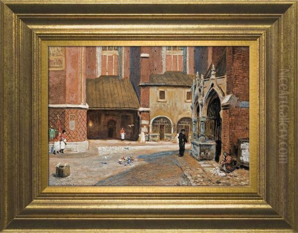 Cracow Pigeons Oil Painting by Stanislaw Ignacy Fabijanski Poraj