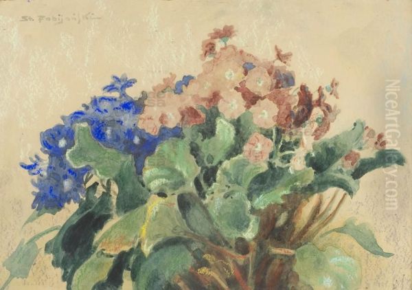 Pelargonie Oil Painting by Stanislaw Ignacy Fabijanski Poraj