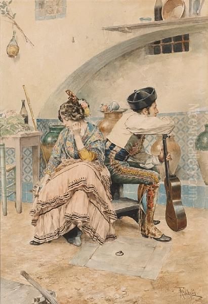 After The Performance Oil Painting by Antonio Maria Fabres Y Costa