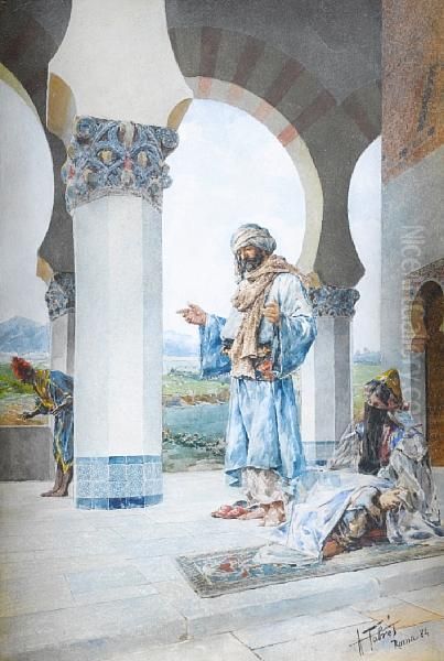 Prayer Time Oil Painting by Antonio Maria Fabres Y Costa