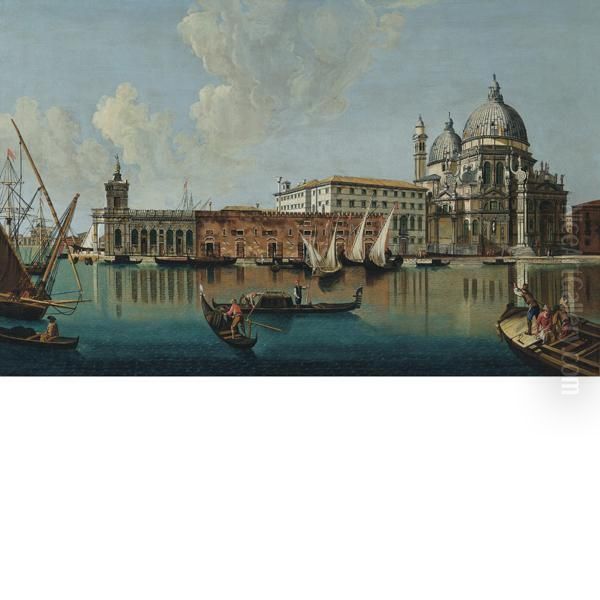 La Punta Della Dogana Con La Basilica Della Salute Oil Painting by Jacopo Fabris Venice