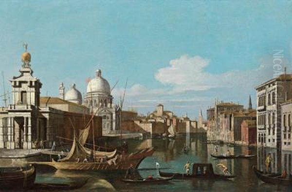 Uito Veduta Del Canal Grande Con La Punta Della Dogana E La Basilica Della Salute Oil Painting by Jacopo Fabris Venice