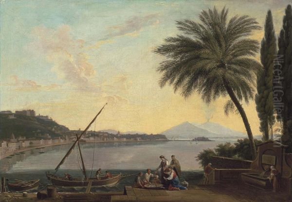 A View Of The Bay Of Naples From The Strada Di Posillipo Oil Painting by Pietro Fabris