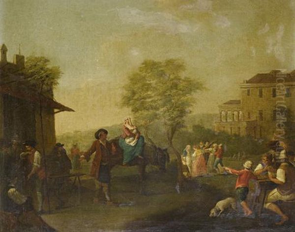 A Village Fair Oil Painting by Pietro Fabris