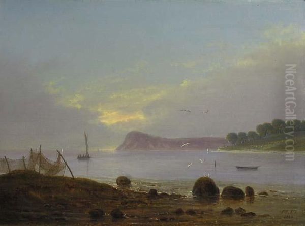 Paysage De Bord De Mer Oil Painting by Frederik Michael E. Fabritius De Tengnagel