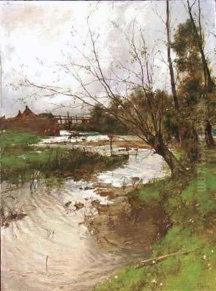 Fiume Sarno Oil Painting by Luigi Fabron