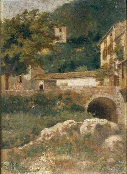 Scorcio Di Paese Oil Painting by Luigi Fabron