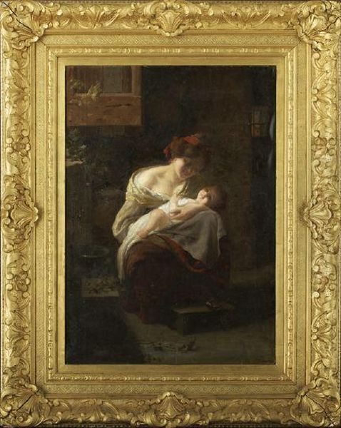 Interior Scene With A Mother And Child
Under The Moonlight by Carlo Facchinetti