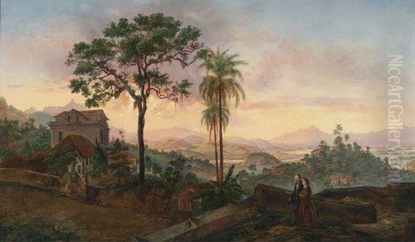 View Of Rio De Janeiro From The Hotel De Sta Thereza Oil Painting by Nicolau Antonio Facchinetti