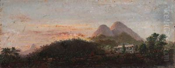 Casa E Chacara Do Senor Dr. A.c. Valdectaro, Gavea, Dous Irmaos,rio De Janeiro Oil Painting by Nicolau Antonio Facchinetti