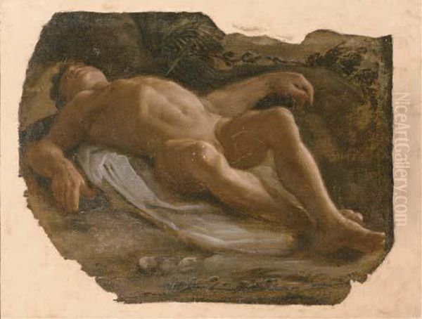 A Reclining Nude Pierced By An Arrow, A Study For A Saint Sebastian Oil Painting by Pietro Faccini