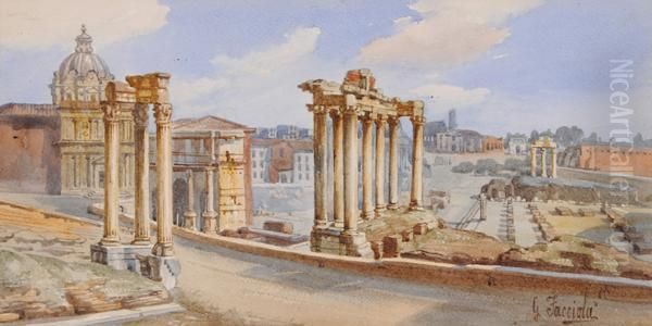 Il Foro Romano Oil Painting by Gaetano Facciola