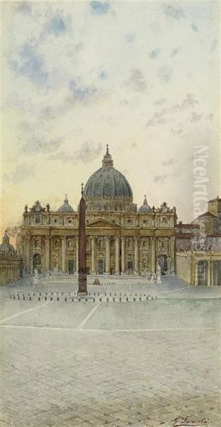 Saint Peter's At Dusk, Rome Oil Painting by Gaetano Facciola