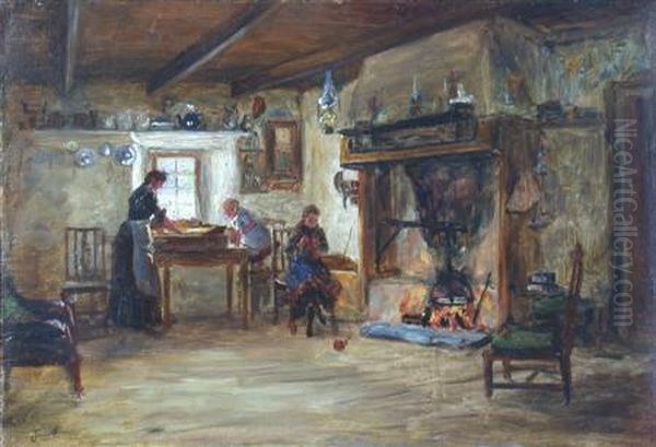 Cottage Interior Oil Painting by John Faed