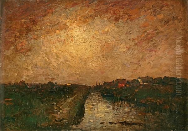 Along The Canal Oil Painting by John Francis Faed