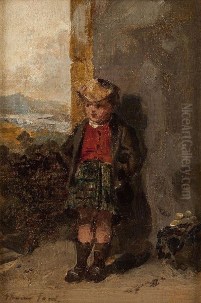 A Highland Laddie Oil Painting by Thomas Faed