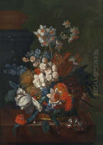 Stillleben Mit Tulpen, Narzissen Oil Painting by Pieter Faes