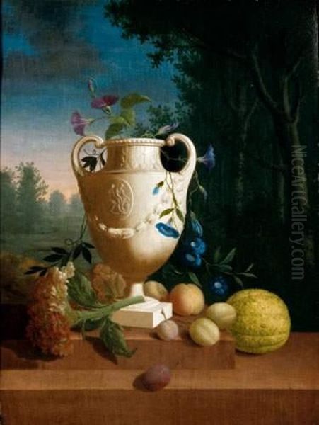 Vase Fleuri Sur Un Entablement Oil Painting by Pieter Faes