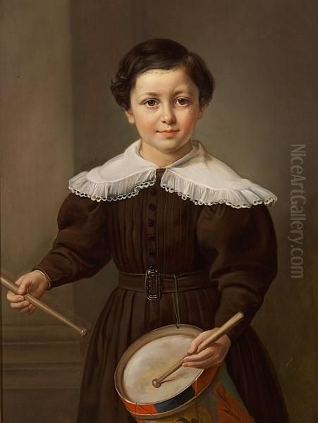 The Little Drummer Oil Painting by Axel Johan Fagerplan