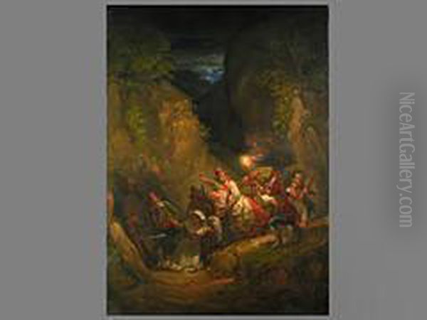 Rettung Aus Der Schlucht Oil Painting by Axel Johan Fagerplan