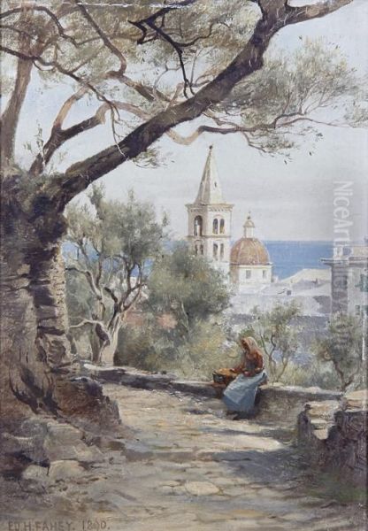 A Pair Of Italian Views Oil Painting by Edward Henry Fahey