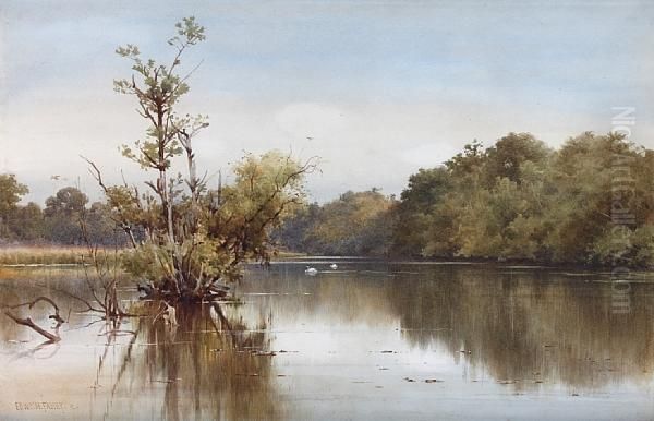 Tranquil River Scene, Possibly On Thebroads Oil Painting by Edward Henry Fahey