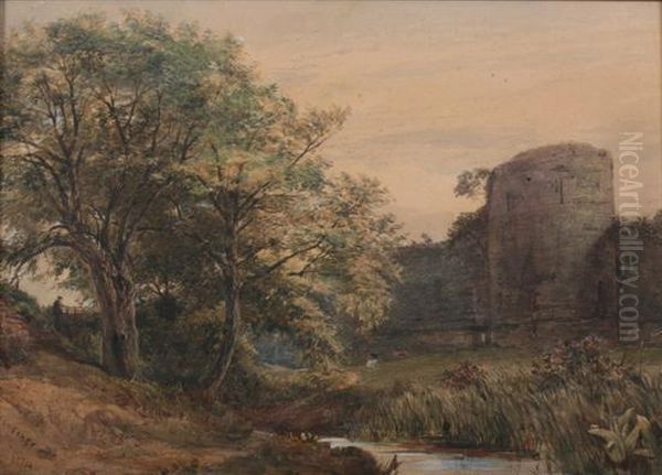 Landscape With Castle Ruin Oil Painting by James Fahey