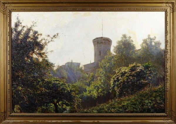 Landskap Med
Slott Oil Painting by Axel Fahlcrantz