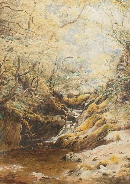 A Woodland Stream. Oil Painting by Thomas Fairbairn