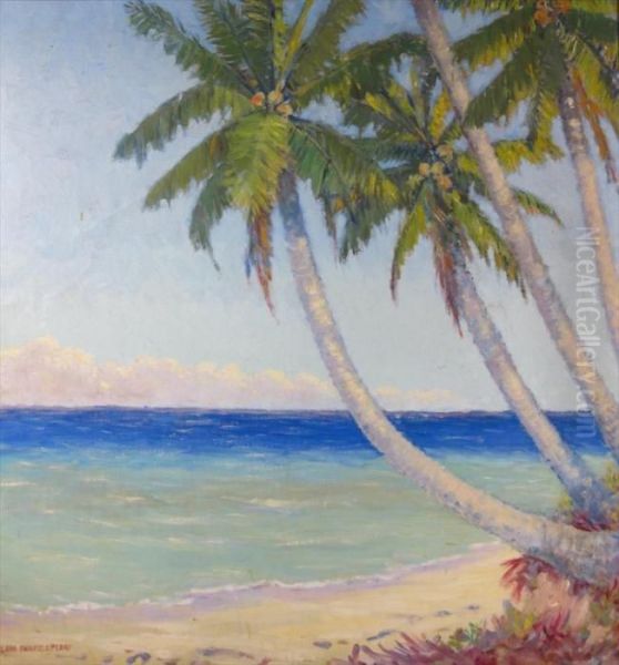 Sunlight On The Caribbean Sea / Jamaica / Bwi Oil Painting by Clara Fairfield Perry