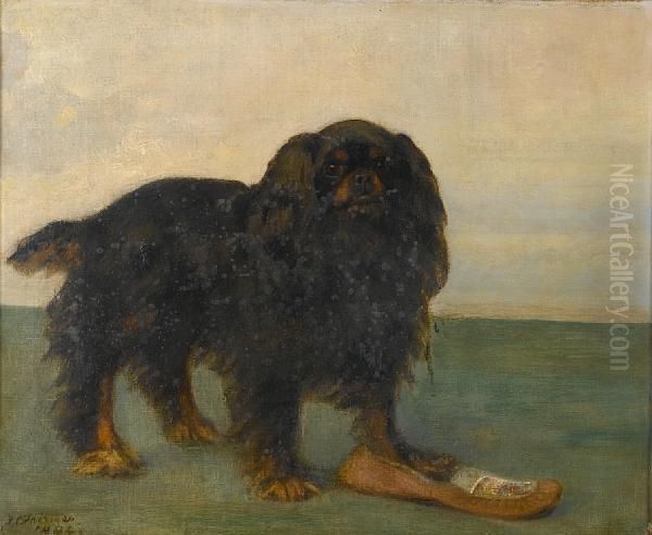 A King Charles Spaniel Oil Painting by Frances C. Fairman