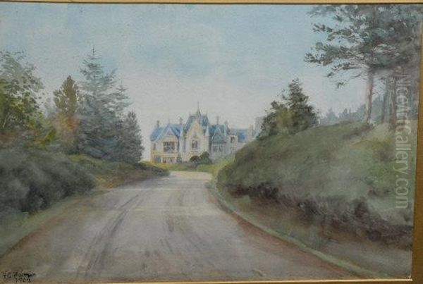 A Scottish Baronial House Oil Painting by Frances C. Fairman