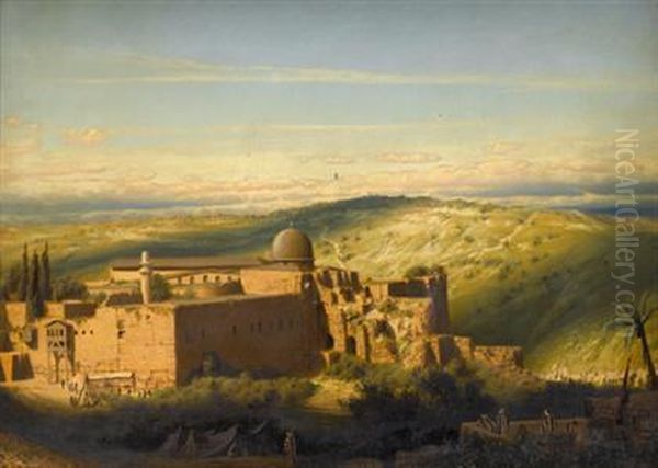 The Mosque El Aska & Mt. Of Olives Oil Painting by James Fairman